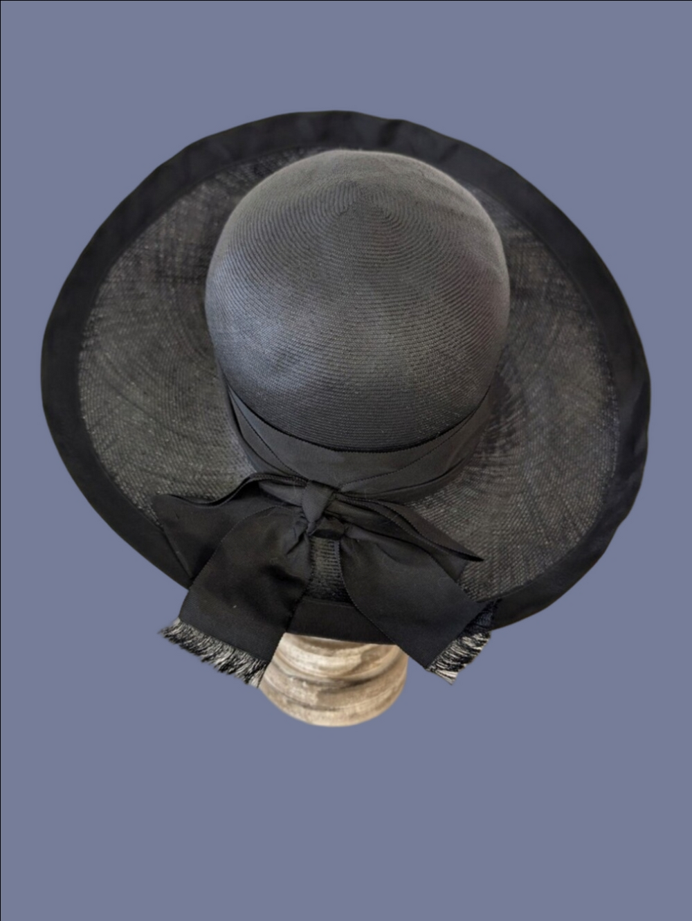 Vintage Hat By Schiaparelli Black Wide-Brim Sun Hat Bow 1960